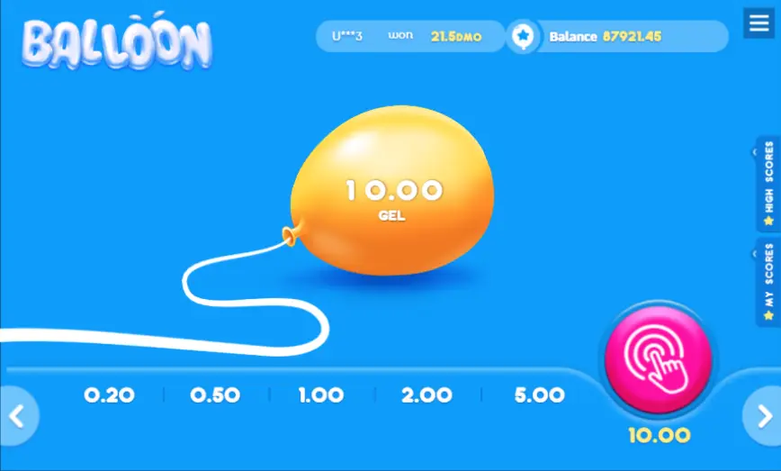 Balloon Boom gameplay – globo aerostático con multiplicador creciente en la plataforma Balloon Colombia